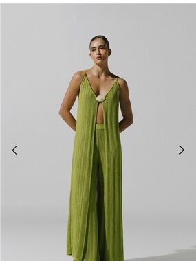 Olive Green Knit Wide-Leg set with Matching top by BAOBAB